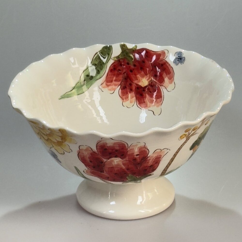 Maxcera Mum Floral Multi-Purpose Ceramic Footed Pedestal Bowl - Picture 8 of 8